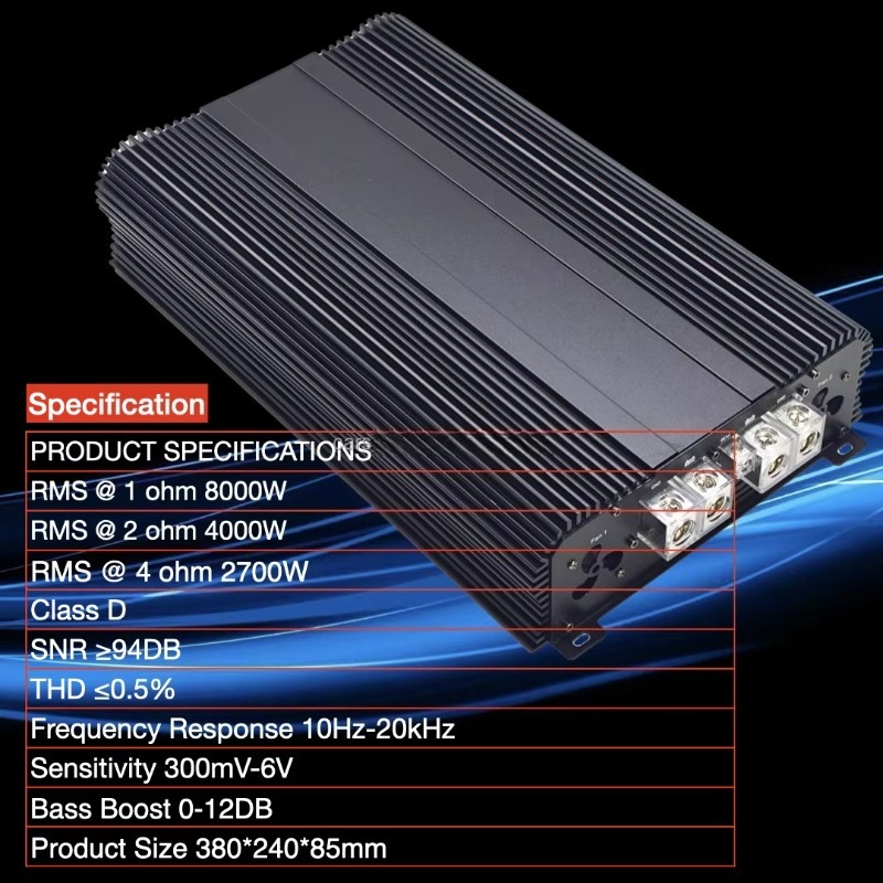 RMS 8000W Brazilian 1 Ohm Stab - Car Amplifier Class D 1 Ohm Stable review and price