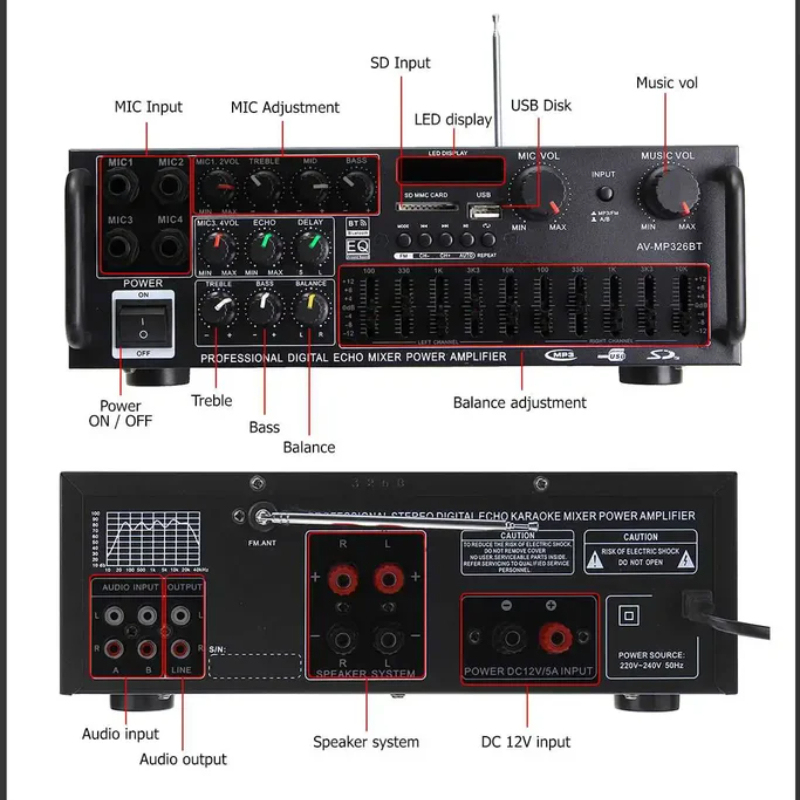 2000W 5.0 Bluetooth 2 Channel  - Car Audio Amplifier 4 Channel 2000W review and price